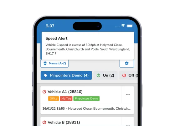 Alerts in the Pinpointers mobile app