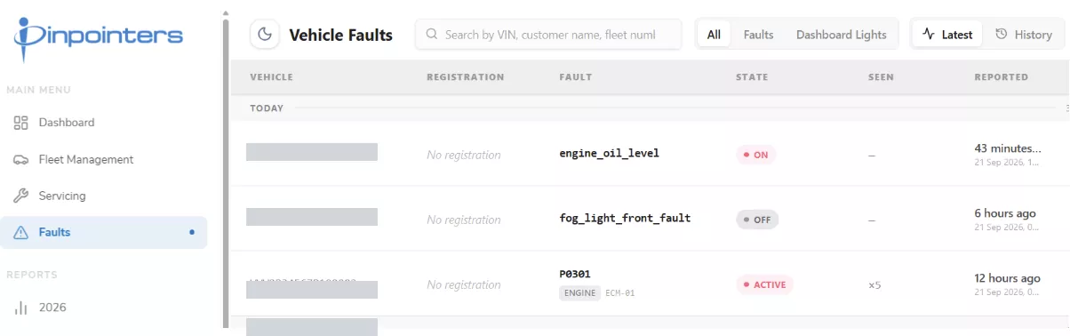 Pinpointers OEM Connect vehicle data